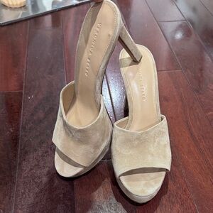 Veronica Beard Beige Suede Heeled Mules size 9.5